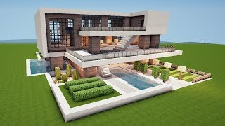 GROßE MODERNE VILLA in MINECRAFT bauen TUTORIAL HAUS 174 [upl. by Nash764]