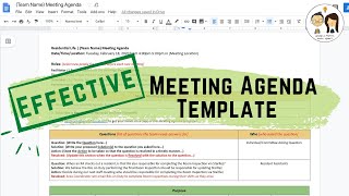 MOST EFFECTIVE MEETING AGENDA TEMPLATE How to Run a More Efficient amp Organized Meeting [upl. by Yrak]