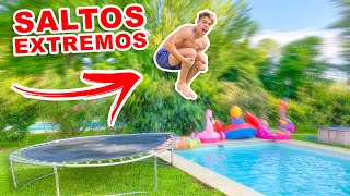 SALTOS EXTREMOS DESDE LA CAMA ELASTICA A LA PISCINA [upl. by Engenia]