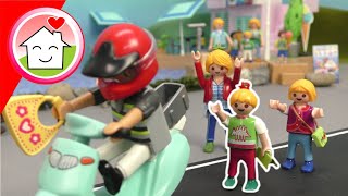 Playmobil Familie Hauser  Feuer und Eis  Geschichte im Eiscafe mit Lena [upl. by Cherise383]