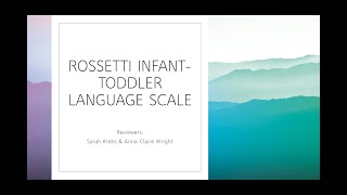 Standardized Assessment Information Rossetti InfantToddler Language Scale [upl. by Yantruoc]