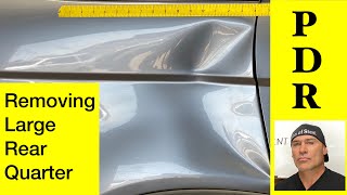 Removing Large Dent with PDR Technique  Crease Tabs [upl. by Akinert559]