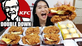 KFC DOUBLE DOWN FEAST Creamy Cheese Tarts  Fried Chicken Mukbang Eating Show  Food Review [upl. by Relyt]