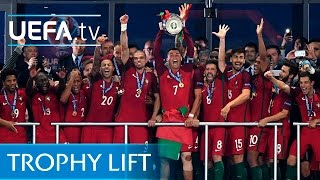 Ronaldo lifts the EURO trophy for Portugal [upl. by Tonye231]