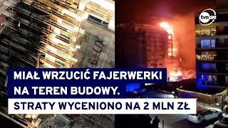 Przez fajerwerki spłonęła elewacja i okna nowego budynku Zarzuty dla 29latka [upl. by Mckale530]