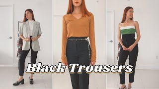 8 Ways To Style Black Trousers  ZARA High Waisted Trousers 2022 [upl. by Yarezed]