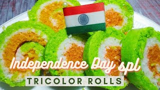 Tricolor Rolls I Independence Day Spl I Tri colour dessert I How to make tricolor dessert [upl. by Enelegna341]