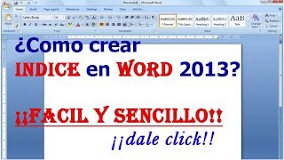 Como hacer indice en word facil y sencillo [upl. by Camarata]