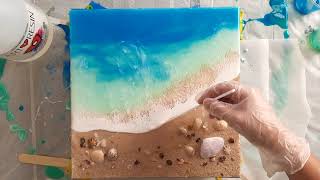 Ocean Resin With Real Sand And Shells Tutorial Voice Over [upl. by Ailime459]