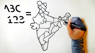 Easy trick to draw the map of India with states using letters and numbers [upl. by Niwred]