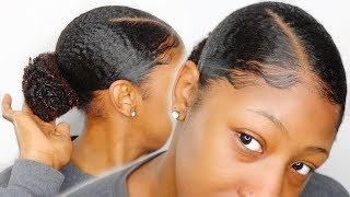 NO GEL😳😱 Sleek Low Bun Tutorial on TYPE 4 NATURAL HAIR [upl. by Elwood]