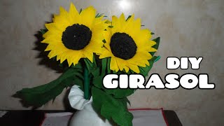 MANUALIDADES GIRASOL DE PAPEL CREPE  How to Make Paper Flower [upl. by Elle534]