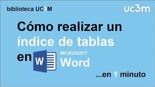 Cómo hacer un índice automático de tablas en Word [upl. by Caressa]