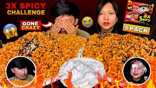 5 PACK WORLD SPICIEST KOREAN NOODLES CHALLENGE🔥🥵Mikasafoodie WE CAN’T BREATH😭SNOW SPRAY ATTACK😱 [upl. by Aihsad941]