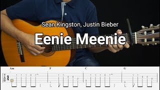 Eenie Meenie  Sean Kingston Justin Bieber  Fingerstyle Guitar Tutorial TAB  Chords  Lyrics [upl. by Klump993]