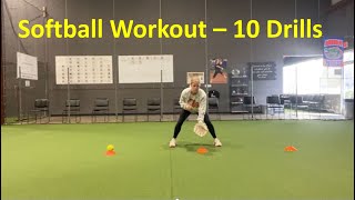 Softball Workout  10 Drills [upl. by Innoj]