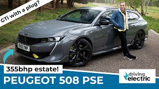 New 2021 Peugeot 508 PSE plugin hybrid estate review  DrivingElectric [upl. by Glarum]