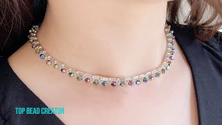 How to make beaded necklace DIY Necklace making tutorial [upl. by Hannover]