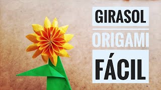 🌻 GIRASOL 🌻 de papel Origami FÁCIL ✅  PASO A PASO [upl. by Lobel]