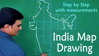 How to draw India map easily  drawing india map with measurement  Indiamap easy trick step by step [upl. by Aleydis]