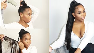 Invisible SLICK ponytail  DETAILED amp EASY  Boss Xtend Mink Straight [upl. by Grey]