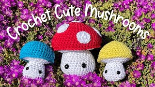 How to Crochet Cute Mushrooms  Beginner Crochet DIY [upl. by Eledoya]