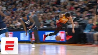 Jeff Teague bodychecks Ricky Rubio setting off scuffle late in TimberwolvesJazz  ESPN [upl. by Innig]