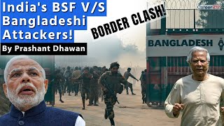 Sudden Clash at India Bangladesh Border  Indias BSF vs Bangladeshi Attackers [upl. by Ahsilahs864]