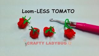 Rainbow LoomLESS TOMATO EASY Charm Tutorials by Crafty Ladybug How to DIY [upl. by Oknuj400]