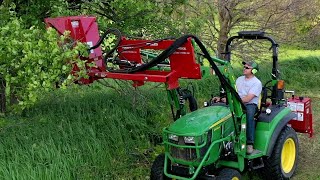 Mow Tree Limbs From Tractor Loader Mounted Rotary Cutter [upl. by Tamara]