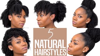 5 NATURAL HAIRSTYLES For Medium To Long Natural Hair Type 4 Hair [upl. by Rosse]