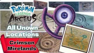 All Unown Locations Crimson Mirelands  Pokémon Legends Arceus [upl. by Yesima]