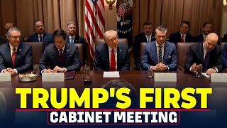 President Donald Trumps first Cabinet meeting Elon Musk DOGE USA America Federal Workers [upl. by Grobe]