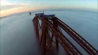 Forth Rail Bridge and Road Bridge over the Fog [upl. by Aryaz]