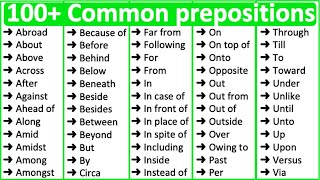 100 Common Prepositions in English 📚  Parts of speech [upl. by Eilyr387]