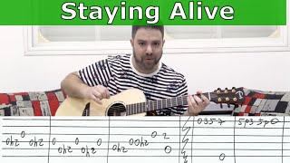 Fingerstyle Tutorial Stayin Alive FULL Instrumental  Guitar Lesson w TAB [upl. by Norit630]