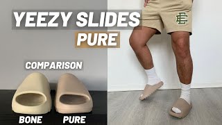 Yeezy Slides Pure Review  Slide Sizing amp On Feet [upl. by Ruenhs]