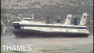 Hovercraft departing Dover  Seaspeed  Seeing and Doing  1977 [upl. by Simaj120]