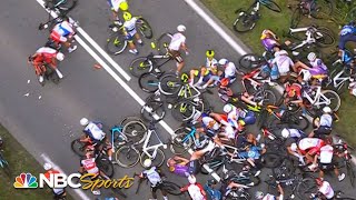 Second massive crash leads to pileup in Stage 1 of the 2021 Tour de France  Cycling on NBCSports [upl. by Thierry]