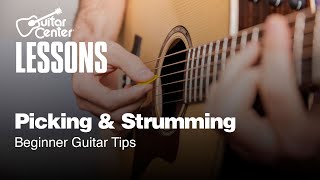 How to Use a Guitar Pick and Basic Strumming Patterns  Beginner Guitar Tips [upl. by Haral]