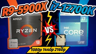 Intel i7 12700K vs Ryzen 9 5900X  1080p 1440p 2160p [upl. by Notsob]