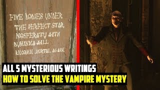 All 5 MYSTERIOUS WRITING Locations Vampire Mystery SOLVED Red Dead Redemption 2 [upl. by Nudd]