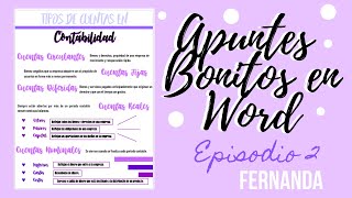 Apuntes Bonitos en Word Episodio 2 Fernanda 🌺💜 [upl. by Atiuqet]