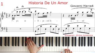 HISTORIA DE UN AMOR GIOVANNI MARRADI PIANO Tutorial Music Sheet How to play EASY ИСТОРИЯ ЛЮБВИ Ноты [upl. by Yztim]