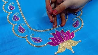 simple aari work blouse designs  aari work for beginners class  blouse design  219 [upl. by Veda]