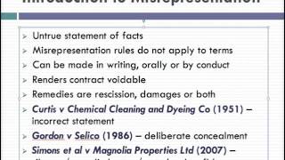 Misrepresentation Lecture 1 of 4 [upl. by Acirat]