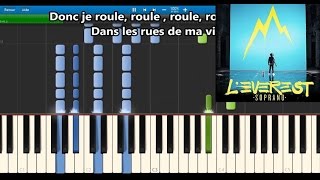 Soprano  Roule  Karaoke  Piano synthesia tutorial  lyrics amp Sheet music [upl. by Atnoek]