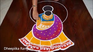 New Year 2023 Special Beautiful Freehand Rangoli Design  Sankranthi Muggulu Maragazhi kolangal [upl. by Garrison]