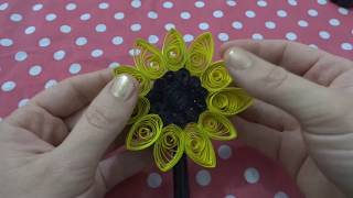 Como hacer un gran girasol de papel  Filigrana Paper quilling sunflower [upl. by Gnehp]