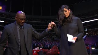 Michael Jordan helps Vanessa Bryant walk off stage at Gigi and Kobe Bryant memorial [upl. by Kciredorb]